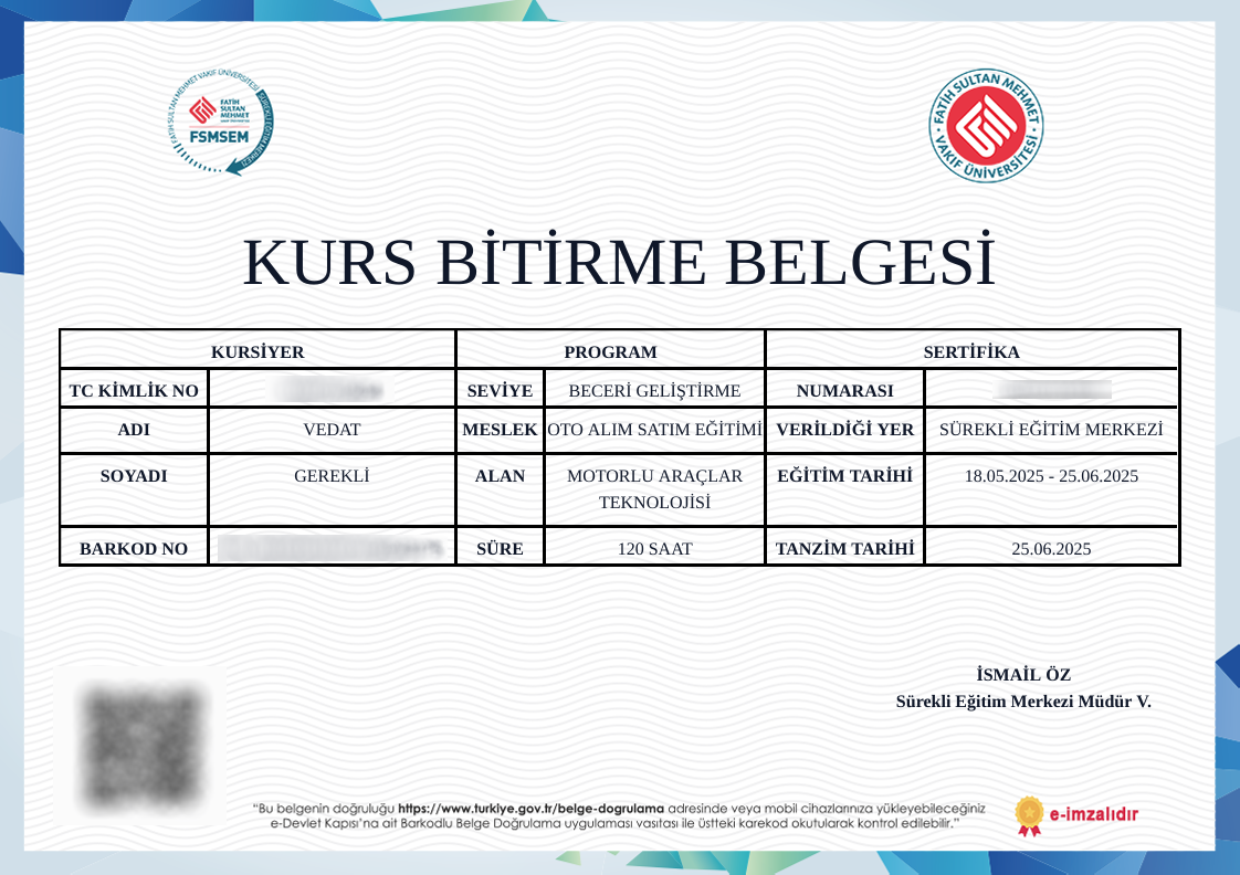 E-Devlet Onaylı Mesleki Yeterlilik Eğitimleri